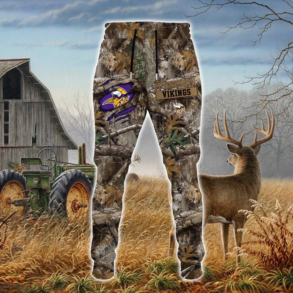 Minnesota Vikings NFL Football Camo Hunting Hoodie 3D All Over Print