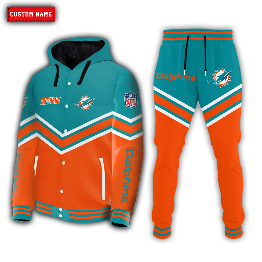 Miami Dolphins NFL Premium Combo Sport Hooded Varsity Jacket Personalized  Name M03 - Zezu Store