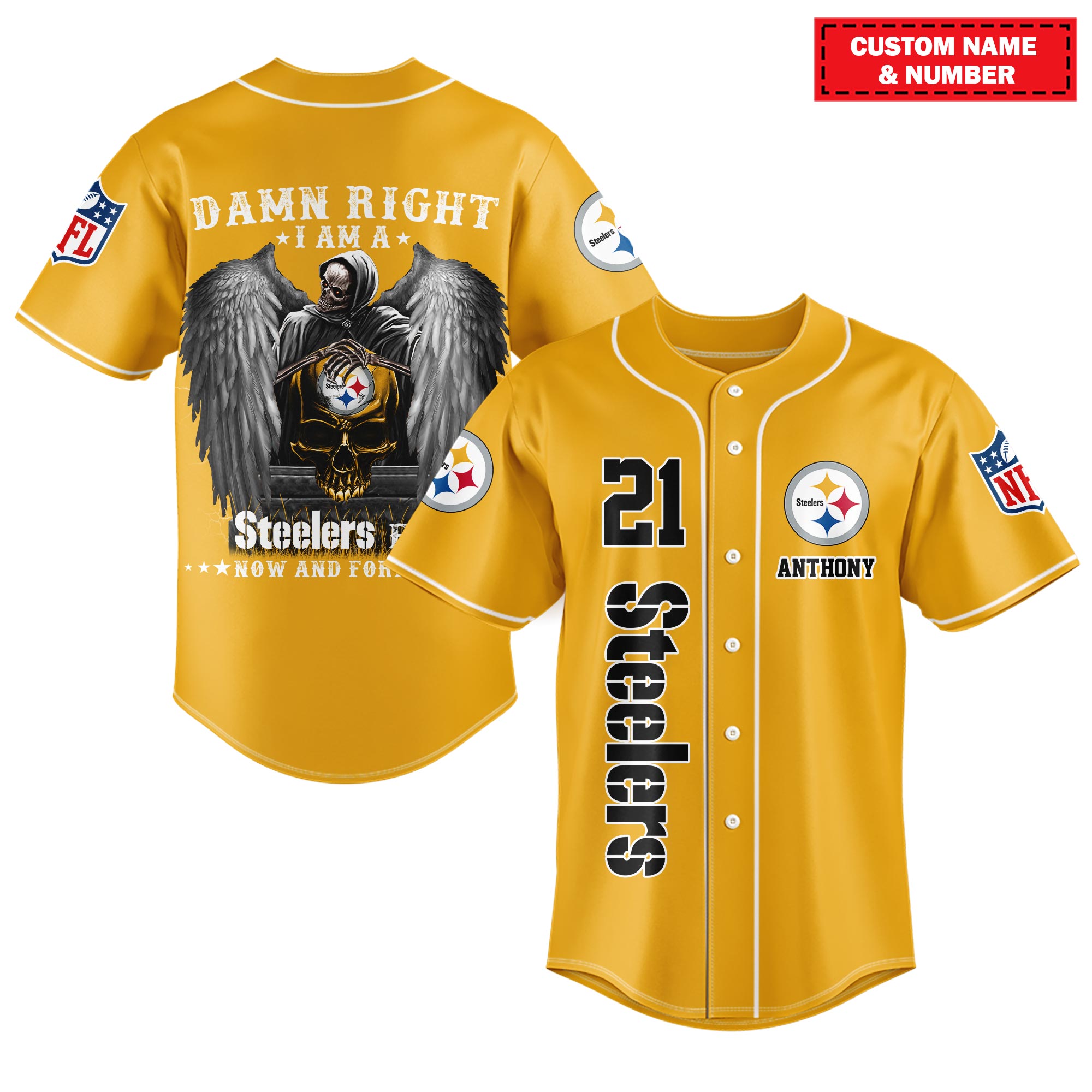 NFL Pittsburgh Steelers Custom Name And Number Ball Fire Baseball Jersey  Shirt - Beuteeshop