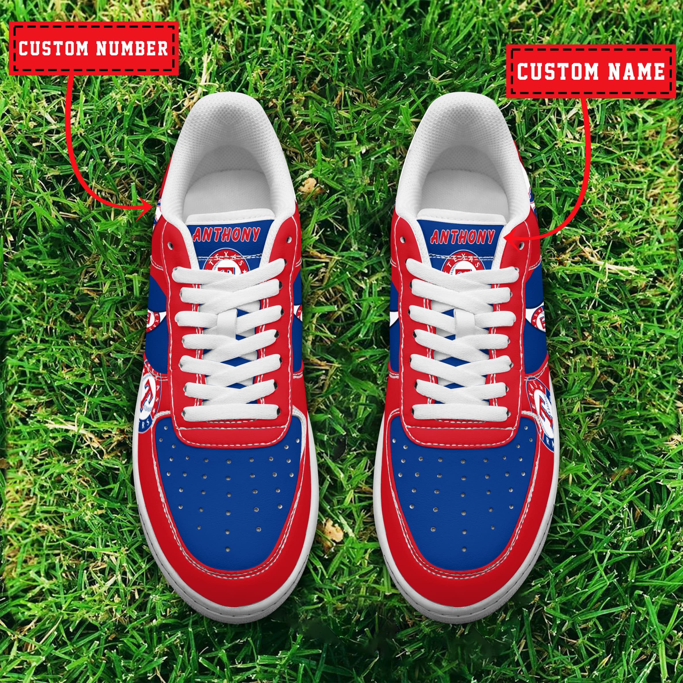 Texas Rangers Mascot Logo MLB Baseball Custom Nike Air Force 1 Low